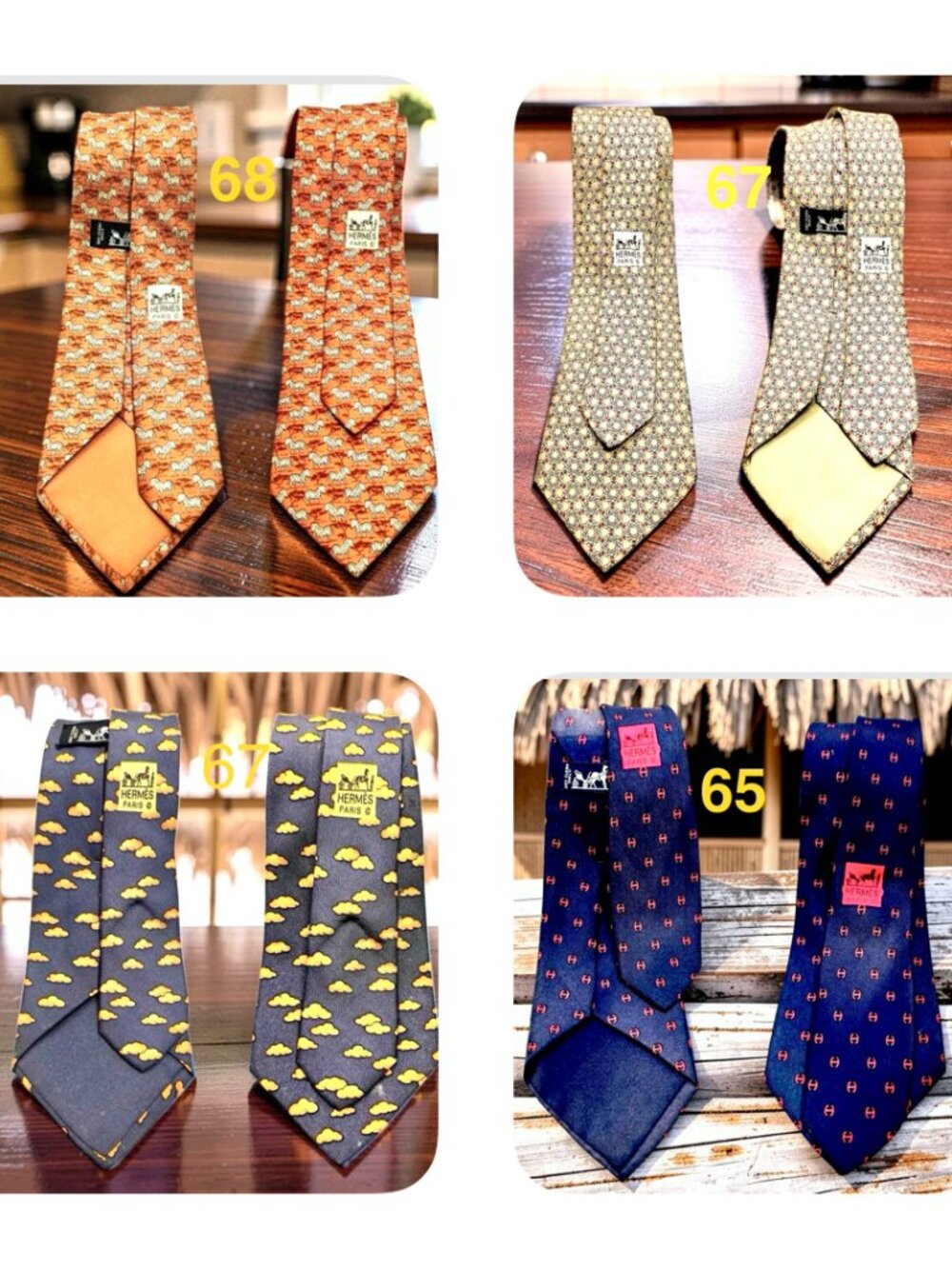 4:  Classic Vintage HEREMES Neckties 100% Silk Neck Tie French Made (SELECT 1